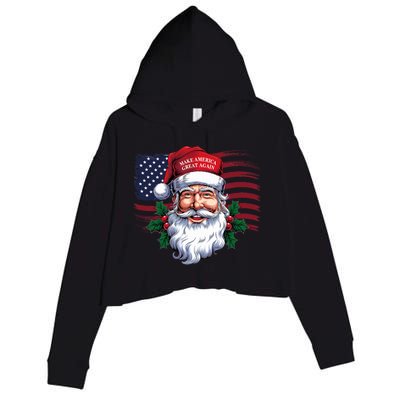 Make A Christmas Great Again Xmas Trump Maga Pajamas Santa Crop Fleece Hoodie