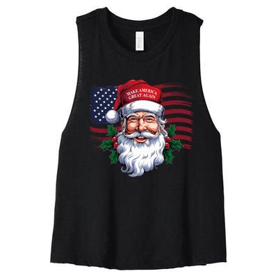 Make A Christmas Great Again Xmas Trump Maga Pajamas Santa Women's Racerback Cropped Tank