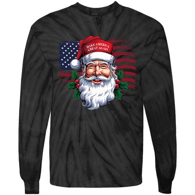 Make A Christmas Great Again Xmas Trump Maga Pajamas Santa Tie-Dye Long Sleeve Shirt