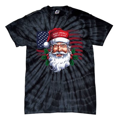 Make A Christmas Great Again Xmas Trump Maga Pajamas Santa Tie-Dye T-Shirt