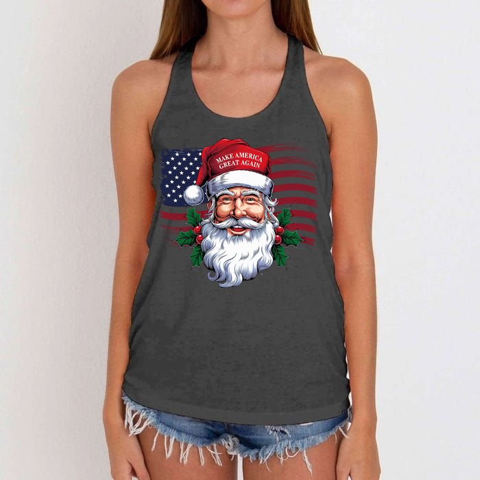 Make A Christmas Great Again Xmas Trump Maga Pajamas Santa Women's Knotted Racerback Tank