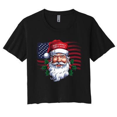 Make A Christmas Great Again Xmas Trump Maga Pajamas Santa Women's Crop Top Tee