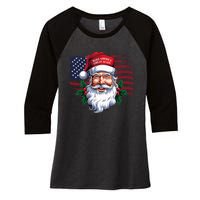 Make A Christmas Great Again Xmas Trump Maga Pajamas Santa Women's Tri-Blend 3/4-Sleeve Raglan Shirt