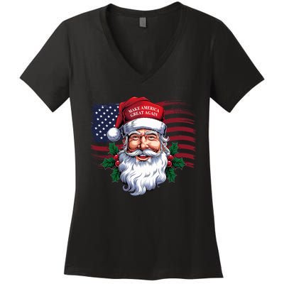 Make A Christmas Great Again Xmas Trump Maga Pajamas Santa Women's V-Neck T-Shirt