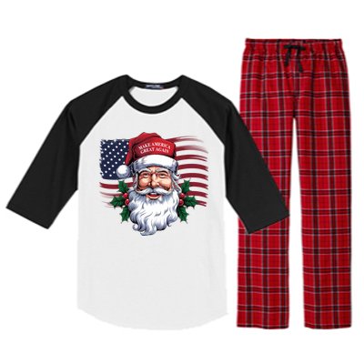 Make A Christmas Great Again Xmas Trump Maga Pajamas Santa Great Gift Raglan Sleeve Pajama Set