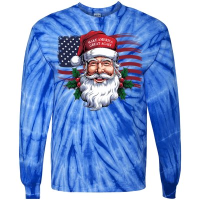 Make A Christmas Great Again Xmas Trump Maga Pajamas Santa Great Gift Tie-Dye Long Sleeve Shirt