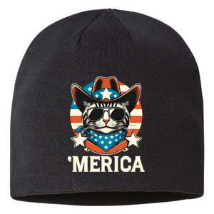 Merica American Cat Sunglasses Patriotic 4th Of July Sustainable Beanie