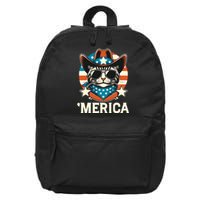 Merica American Cat Sunglasses Patriotic 4th Of July 16 in Basic Backpack