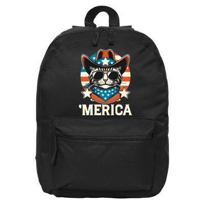 Merica American Cat Sunglasses Patriotic 4th Of July 16 in Basic Backpack