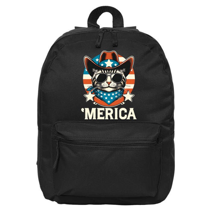 Merica American Cat Sunglasses Patriotic 4th Of July 16 in Basic Backpack