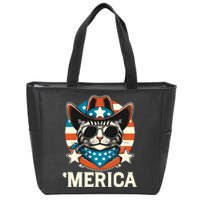 Merica American Cat Sunglasses Patriotic 4th Of July Zip Tote Bag