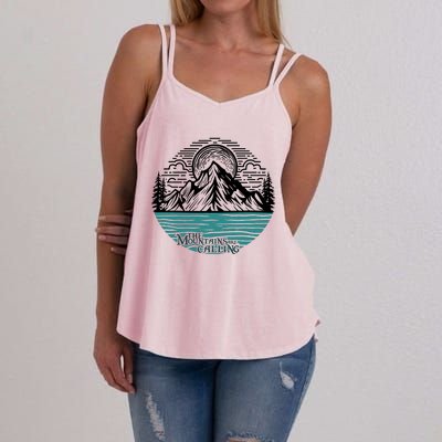 Mountains Are Calling Outdoor Adventure Graphic Women's Strappy Tank