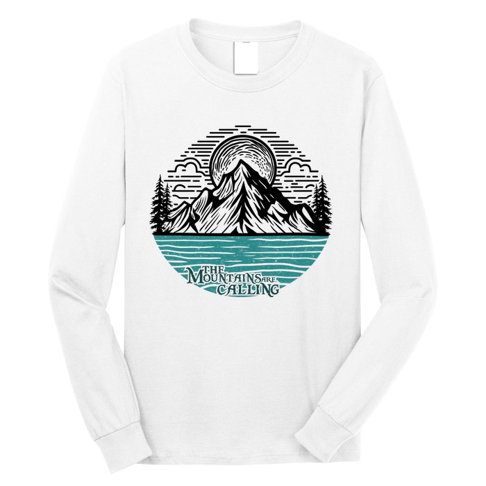 Mountains Are Calling Outdoor Adventure Graphic Long Sleeve Shirt