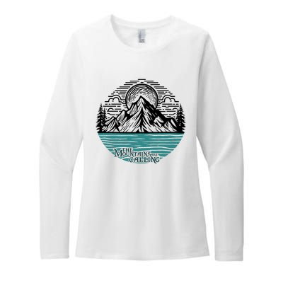 Mountains Are Calling Outdoor Adventure Graphic Womens CVC Long Sleeve Shirt