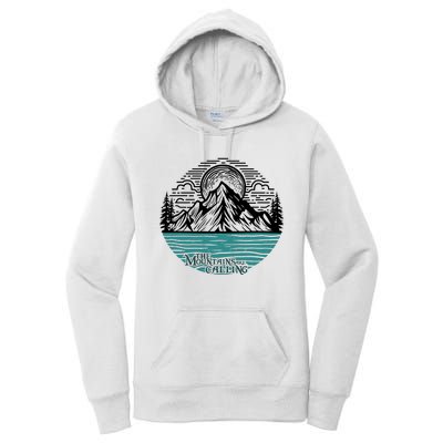 Mountains Are Calling Outdoor Adventure Graphic Women's Pullover Hoodie