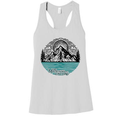 Mountains Are Calling Outdoor Adventure Graphic Women's Racerback Tank