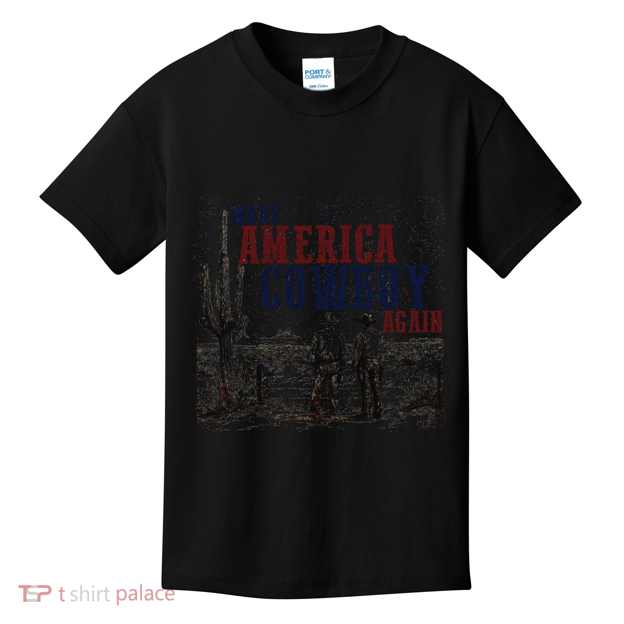 Make America Cowboy Again Western 4th Of July Kids T-Shirt