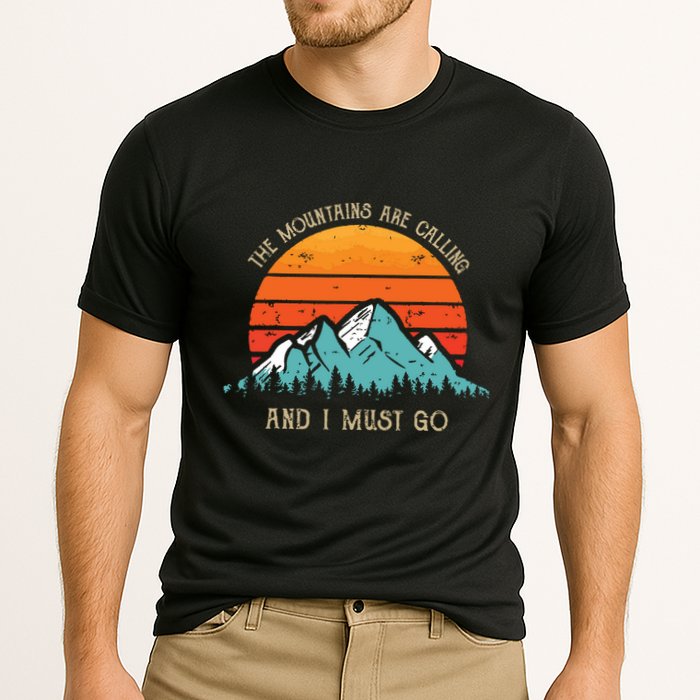 Mountains Are Calling I Must Go 70s 80s Sun Vintage Retro Performance Shirt
