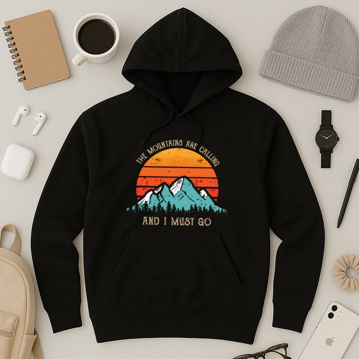 Mountains Are Calling I Must Go 70s 80s Sun Vintage Retro Hoodie