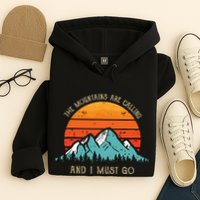 Mountains Are Calling I Must Go 70s 80s Sun Vintage Retro Hoodie