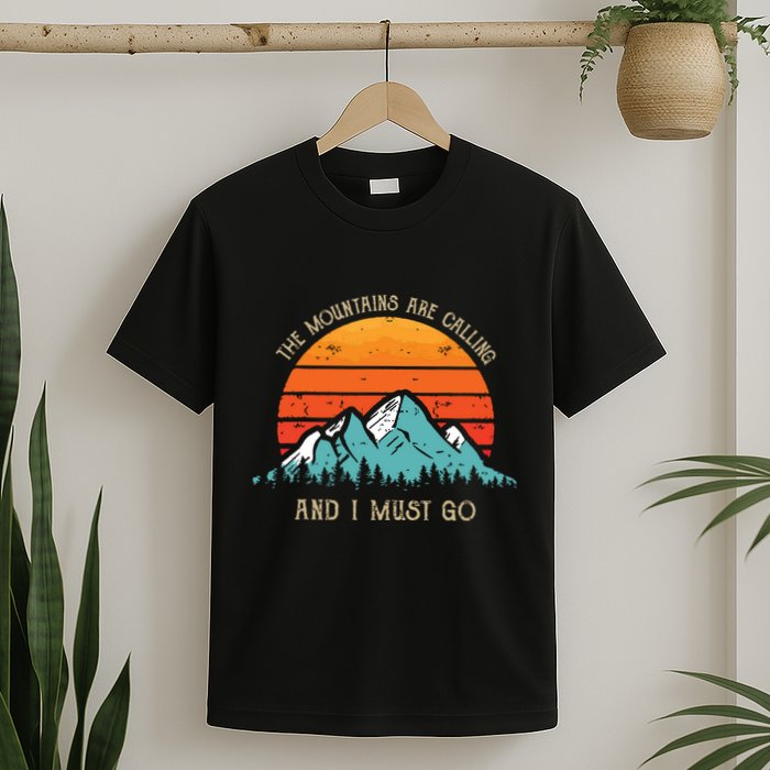 Mountains Are Calling I Must Go 70s 80s Sun Vintage Retro T-Shirt