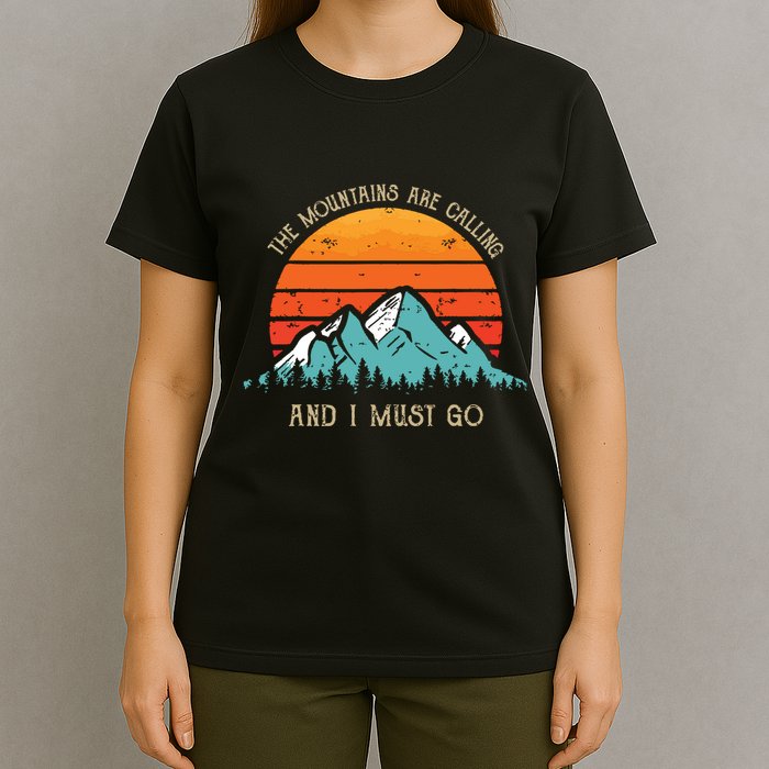 Mountains Are Calling I Must Go 70s 80s Sun Vintage Retro T-Shirt
