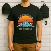Mountains Are Calling I Must Go 70s 80s Sun Vintage Retro T-Shirt