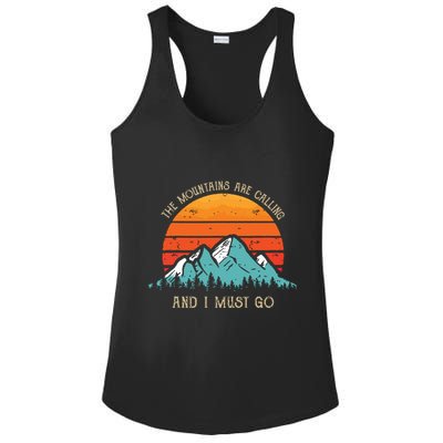 Mountains Are Calling I Must Go 70s 80s Sun Vintage Retro Ladies PosiCharge Competitor Racerback Tank