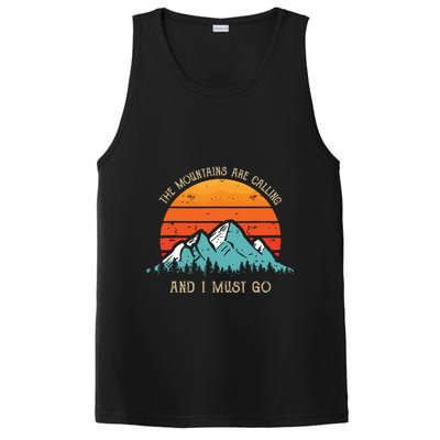 Mountains Are Calling I Must Go 70s 80s Sun Vintage Retro PosiCharge Competitor Tank