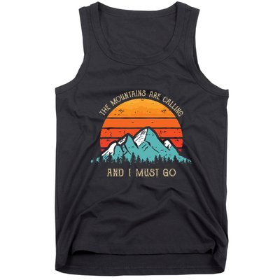 Mountains Are Calling I Must Go 70s 80s Sun Vintage Retro Tank Top