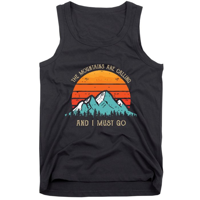 Mountains Are Calling I Must Go 70s 80s Sun Vintage Retro Tank Top