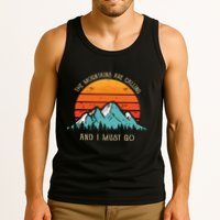Mountains Are Calling I Must Go 70s 80s Sun Vintage Retro Tank Top
