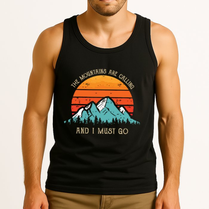 Mountains Are Calling I Must Go 70s 80s Sun Vintage Retro Tank Top