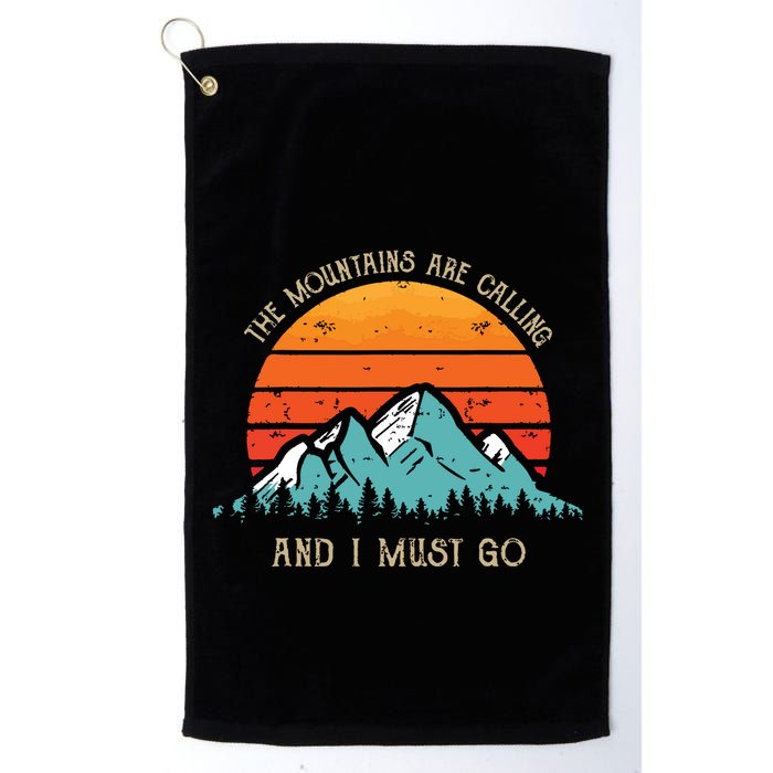 Mountains Are Calling I Must Go 70s 80s Sun Vintage Retro Golf Towel