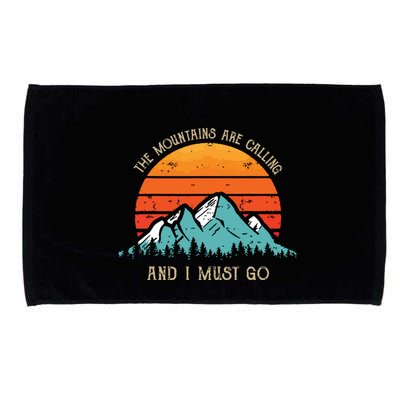 Mountains Are Calling I Must Go 70s 80s Sun Vintage Retro Microfiber Hand Towel