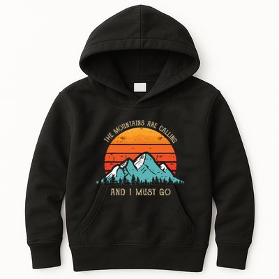 Mountains Are Calling I Must Go 70s 80s Sun Vintage Retro Kids Hoodie