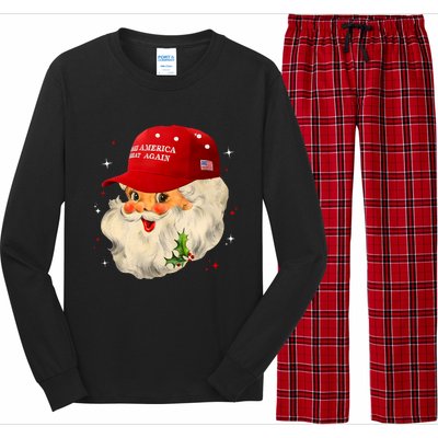 Make A Christmas Great Again Funny Xmas Trump Santa Pajamas Long Sleeve Pajama Set