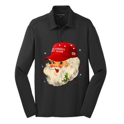 Make A Christmas Great Again Funny Xmas Trump Santa Pajamas Silk Touch Performance Long Sleeve Polo