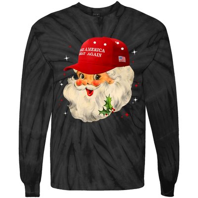 Make A Christmas Great Again Funny Xmas Trump Santa Pajamas Tie-Dye Long Sleeve Shirt