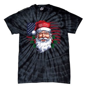 Make A Christmas Great Again Xmas Trump Maga Pajamas Santa Tie-Dye T-Shirt