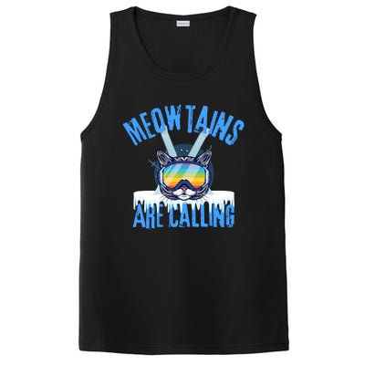 Meowtains Are Calling Funny Ski Cat Lovers Skiing Gift PosiCharge Competitor Tank