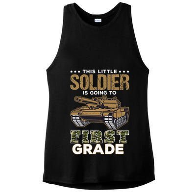 Military Army Camo Tanks First Grade Back To School Ladies PosiCharge Tri-Blend Wicking Tank