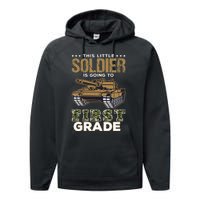 Military Army Camo Tanks First Grade Back To School Performance Fleece Hoodie