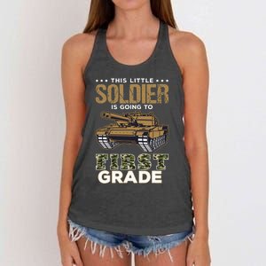 Military Army Camo Tanks First Grade Back To School Women's Knotted Racerback Tank