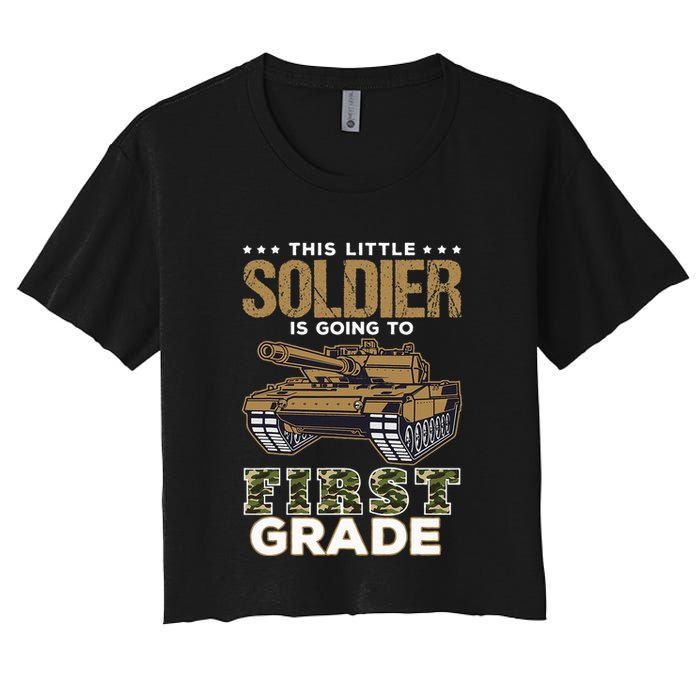 Military Army Camo Tanks First Grade Back To School Women's Crop Top Tee