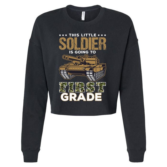 Military Army Camo Tanks First Grade Back To School Cropped Pullover Crew
