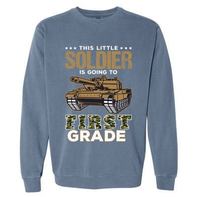 Military Army Camo Tanks First Grade Back To School Garment-Dyed Sweatshirt