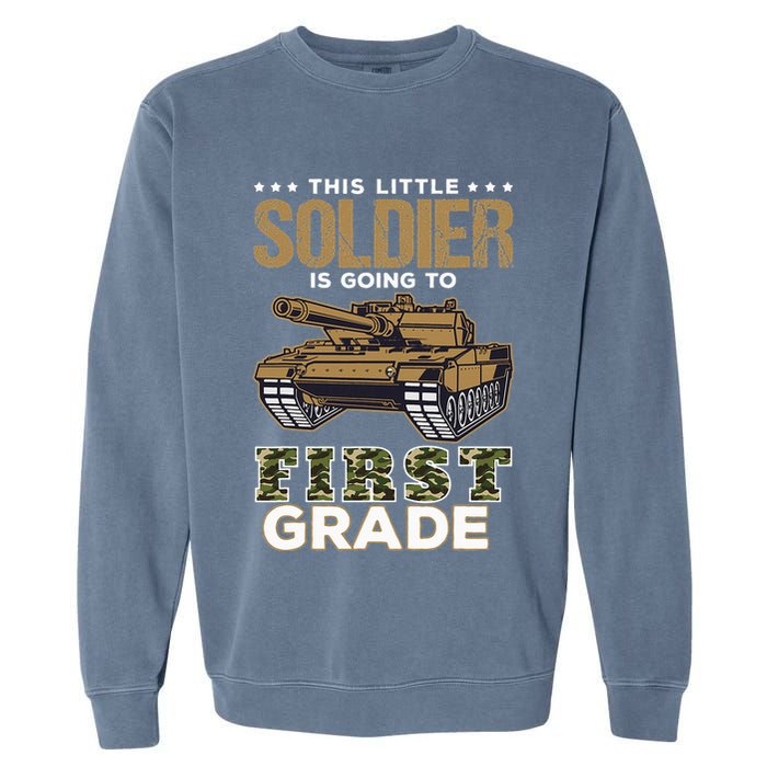 Military Army Camo Tanks First Grade Back To School Garment-Dyed Sweatshirt