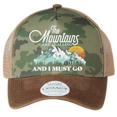 Mountains Are Calling & I Must Go Retro Vintage Legacy Tie Dye Trucker Hat