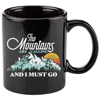 Mountains Are Calling & I Must Go Retro Vintage 11oz C Handle Ceramic Mug